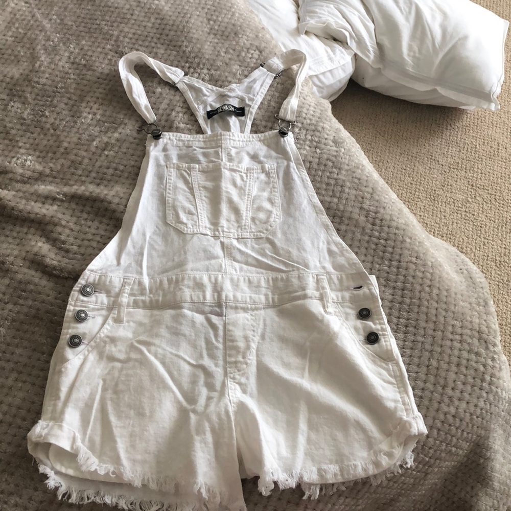 White linen overalls